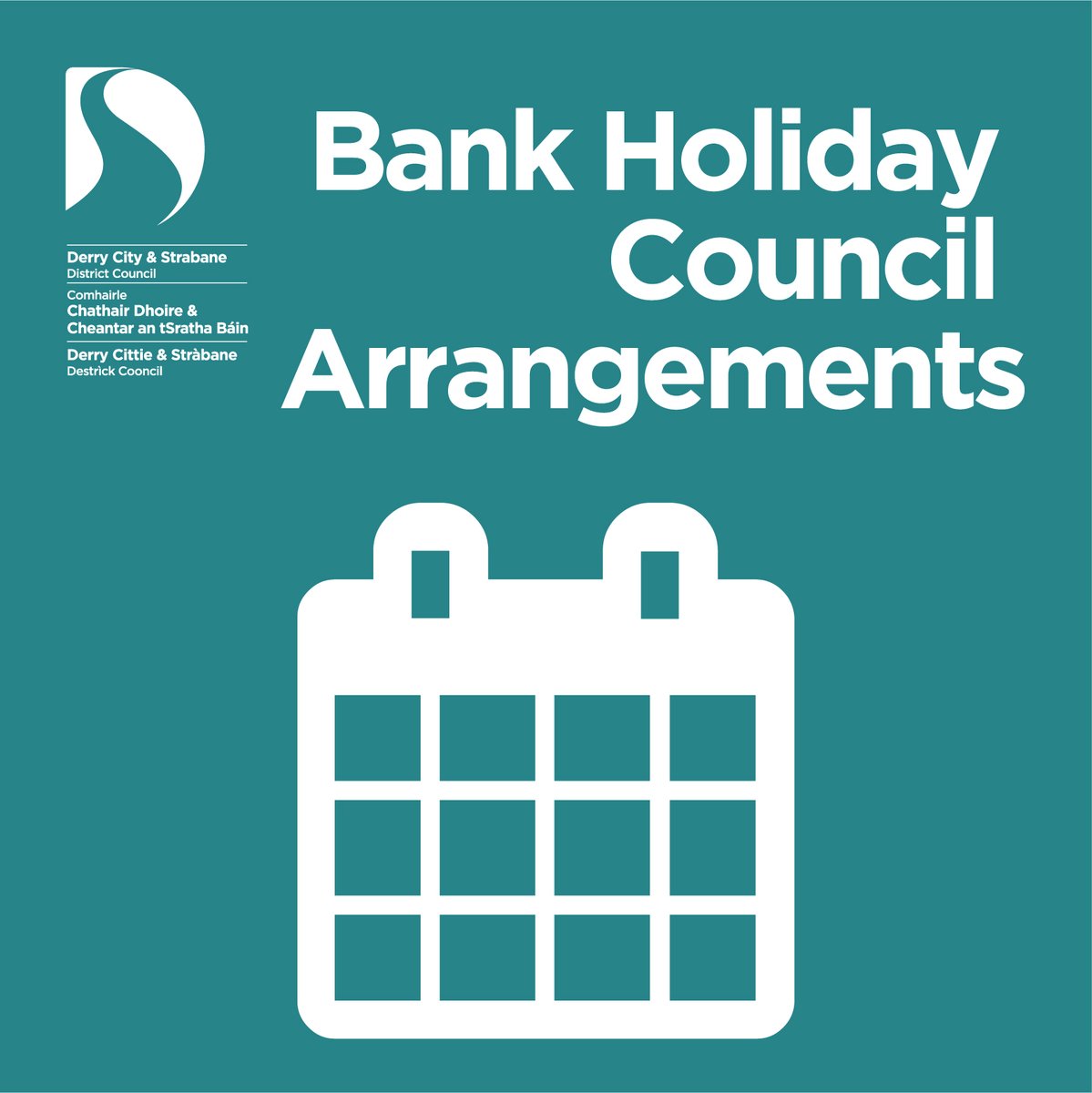 Please note that there will be minimal disruption to Council services over the Bank Holiday weekend. Bin collections and recycling centres will operate as normal on Monday May 27th. Council offices will be closed, as well as Registrar’s Offices, reopening on Tuesday May 28th.