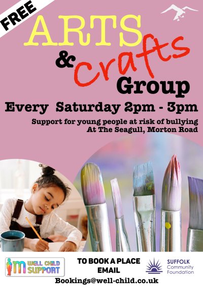 Run by an experienced Mental Health Practitioner for children, this group is a lovely environment to learn some new arts and crafts skills, but also to get some support and a great confidence boost⭐

If you would like your child to attend, email - community@theseagull.co.uk