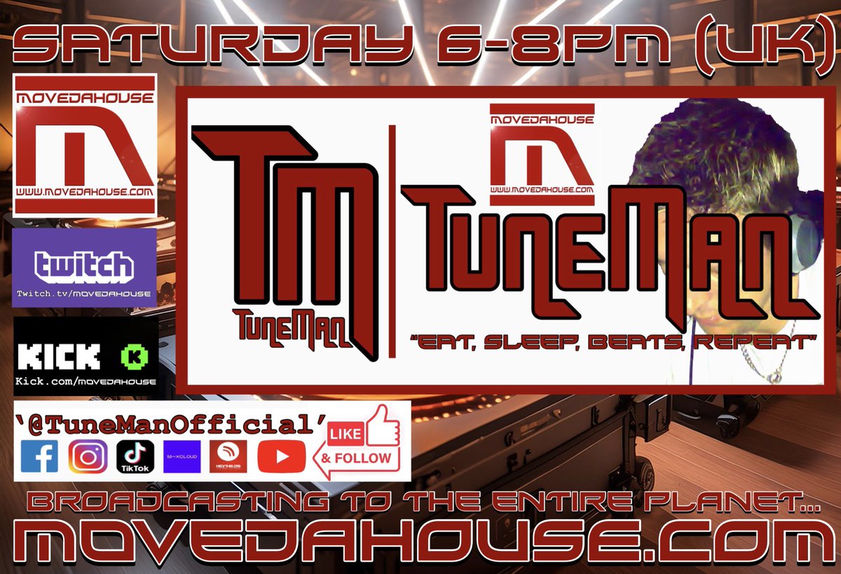 TunemanOfficial's tweet photo. Catch me live from 6pm (UK) on https://t.co/dR50z7uLjX, https://t.co/iaM9brccgD &amp; https://t.co/2cmn6BcQT3

#TuneManOfficial
#MoveDaHouseTV #PioneerDJMT1 #Technics1210Mk7 #RadioShow #LiveDJ #Techno #TechHouse #MacBookPro #UndergroundHouse #TraktorDVS #TimeCodeVinyl https://t.co/X9EVDrMXnT