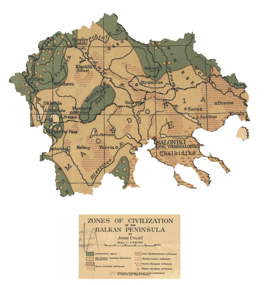Зони на цивилизациите - Македонија, од Јован Цвијиќ 1919 год.