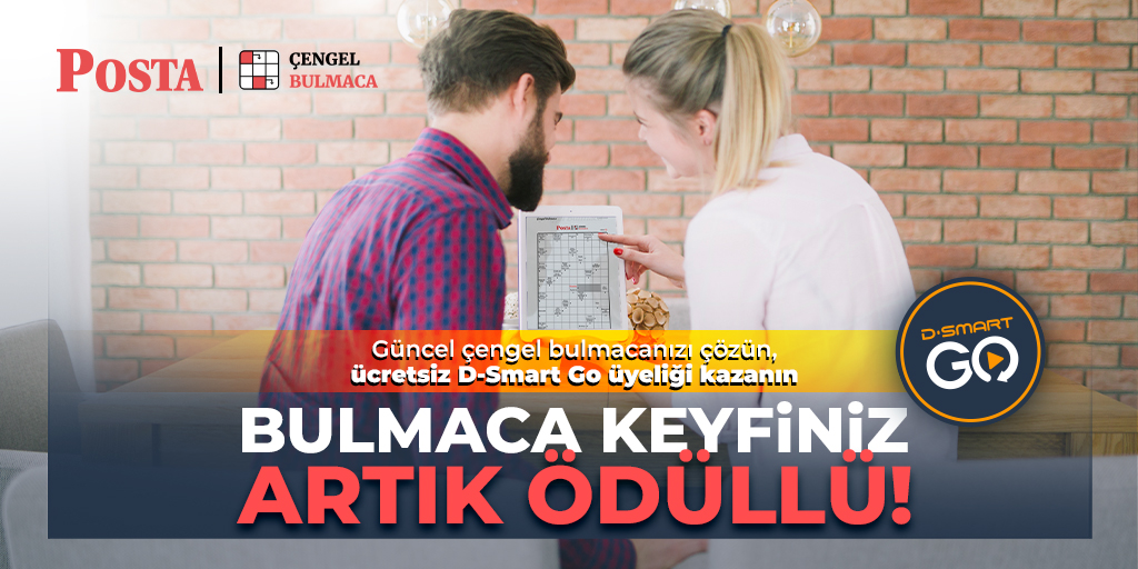 BULMACA KEYFİNİZ ARTIK ÖDÜLLÜ! Güncel çengel bulmacanızı çözün, ücretsiz D-Smart Go üyeliği kazanın posta.com.tr/bulmaca-coz/ce…