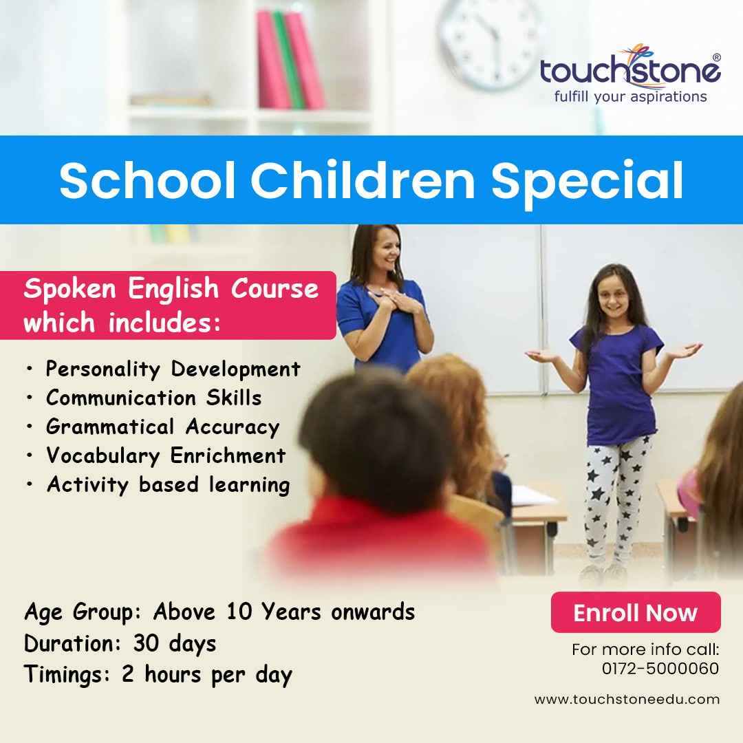 Touchstone English: Dynamic Classes for Students 10 Years and Above! 🌟
🏆 Empower Your Future: Join us and unlock the potential of fluent English communication!

Limited seats!
Enroll today and take the first step towards English fluency and success!#SpokenEnglish