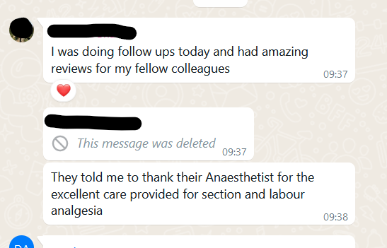 Hearing this morning from a colleague some compliments coming in for our SAS anaesthetists @QEWoolwichAnaes @LG_NHS for their obstetric care.  Well played Erik Fawcett, Kiran Rai, and Kambiz Kardan.