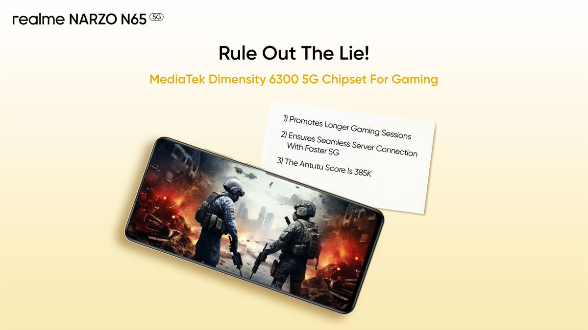 Stand a chance to win the best gaming partner you can ever ask for— the #realmeNARZON65! All you have to do is spot the lie about the MediaTek Dimensity 6300 5G Chipset for gaming and tell us in the comments. *T&C Apply: bit.ly/4aBUqLJ For hint, visit @amazonIN: