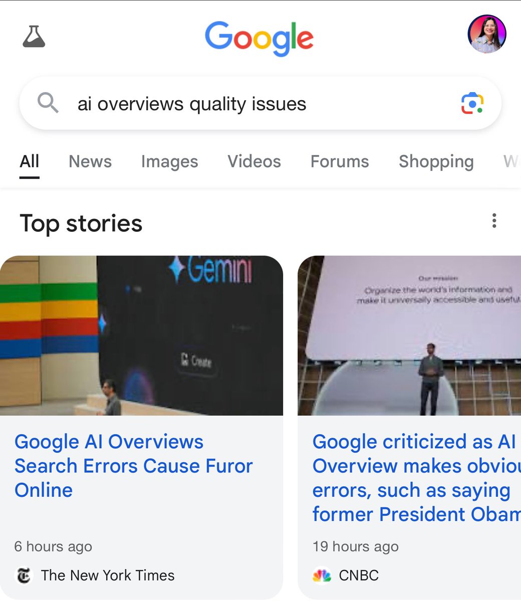 Google had a year to test the AI overviews results and here we are, major media now covering their bad quality. It seems that most of their concerns were about their monetization viability and impact rather than the quality. Now major publications are covering it. And no,