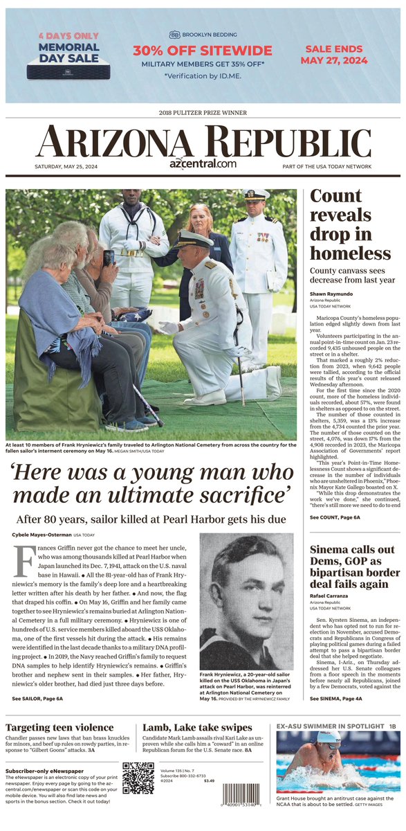 🇺🇸 Here Was A Young Man Who Made An Ultimate Sacrifice ▫After 80 years, sailor killed at Pearl Harbor gets his due ▫@CybeleMO ▫is.gd/1klDXr 👈 #frontpagestoday #USA @azcentral 🇺🇸