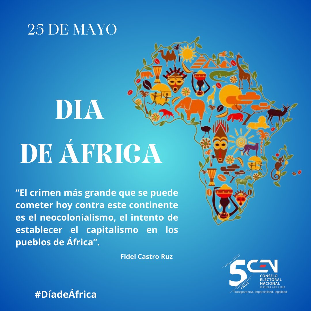 🔷️Cada 25 de mayo se celebra el #DíaDeÁfrica , para recordar el nacimiento oficial en 1963 de la Organización de la Unidad Africana (OUA) en Addis Abeba, organismo precursor de la actual Unión Africana (UA), promotor de la unidad y solidaridad entre los países del #África.