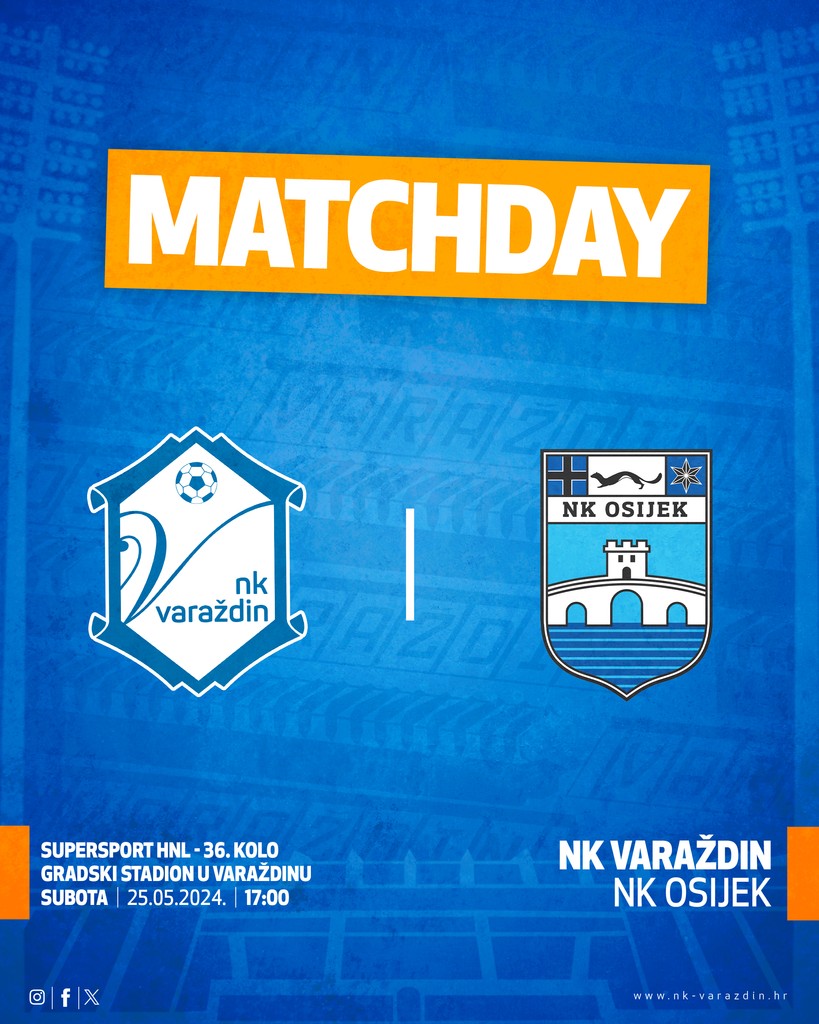 Danas u 17:00 očekuje nas utakmica 36. kola SuperSport HNL-a protiv NK Osijeka. Sretno dečki! #nkvarazdin #ovojenasgrad
