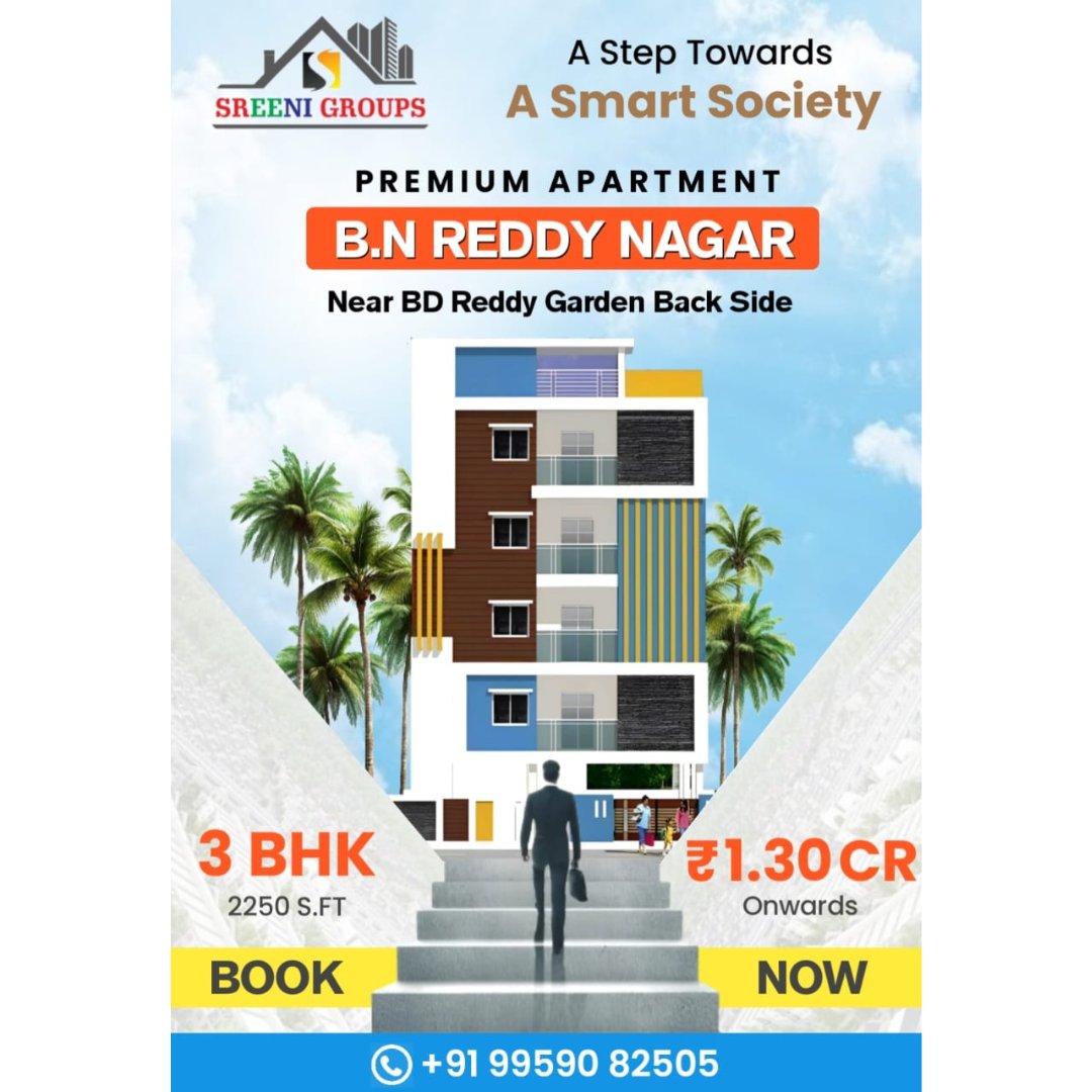 🌟 Elevate your lifestyle with SREENI GROUPS at B.N Reddy Nagar! 📲 Call @ 9199590 82505 📲
#SREENIGROUPS #BNReddyNagar #PremiumApartments #SmartLiving #LuxuryHomes #RealEstate #BDReddyGarden #DreamHome #PropertyInvestment #ApartmentLiving #ModernLiving #LuxuryLiving