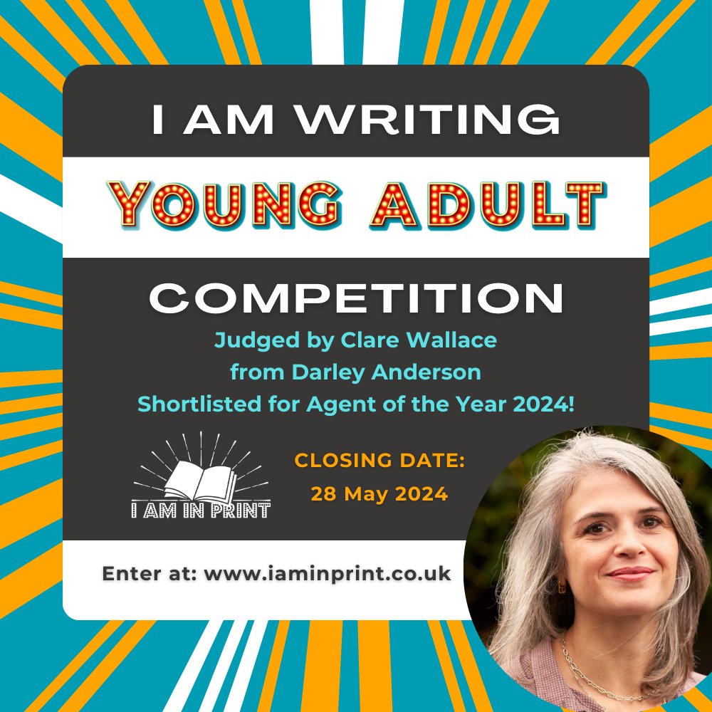 Are you writing a Young Adult novel? Then be quick and enter 3,500 words and a 1-page synopsis in the #IAmWriting #YoungAdult #Competition judged by @LitAgentClare. It closes 28 May 1pm BST iaminprint.co.uk/competitions-2… #AmWritingYA #WritingCommunity #YALit #KidLit