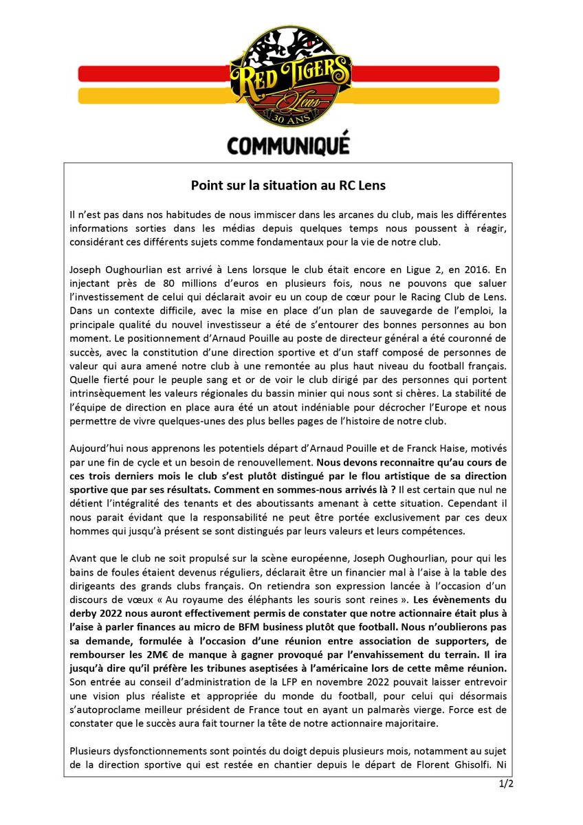 PierreRevillon's tweet photo. Point sur la situation au @RCLens. https://t.co/G8wElIbdLT