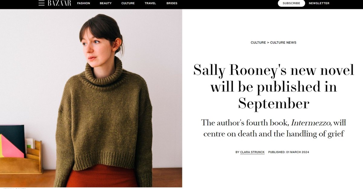 With a new novel set to be published in September along with an appearance at the National Concert Hall on September 21st, author Sally Rooney has a busy year ahead! Read all about 'the most anticipated publication of the year.' over at @harpersbazaar : harpersbazaar.com/uk/culture/cul…