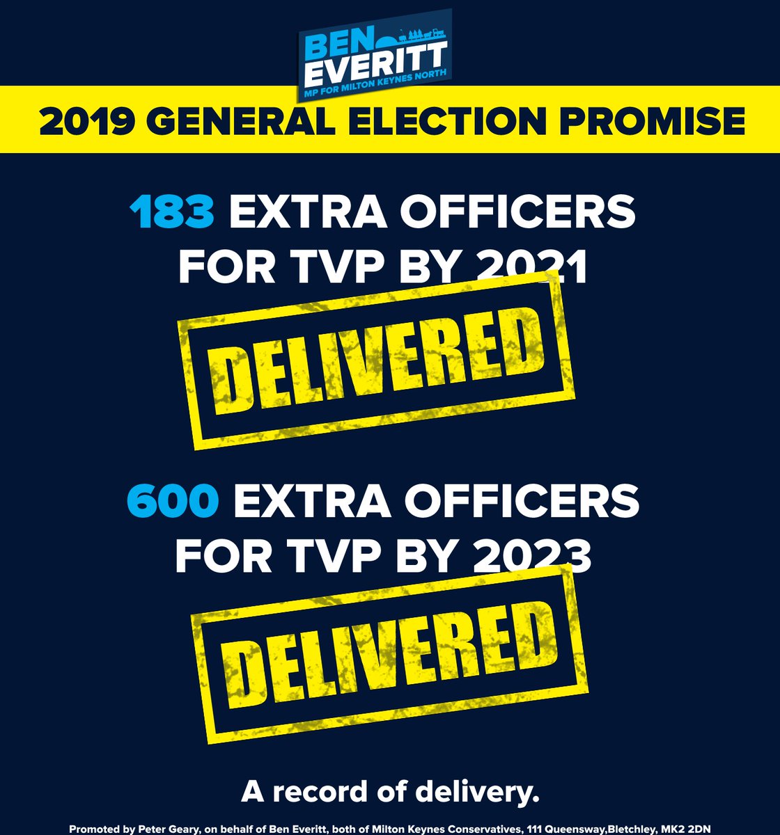 I made a promise in 2019 that we would deliver more police officers. We've smashed our target. TVP has 870 more officers than in 2019. And more officers than ever before. We delivered.
