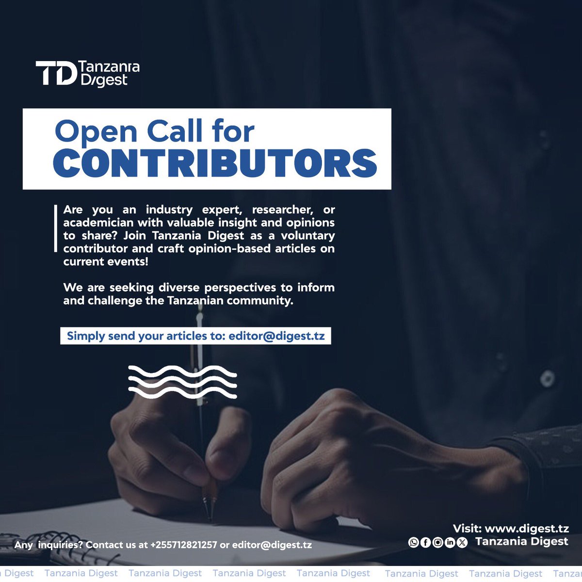 Are you an industry expert, researcher, or academician with valuable insight and opinions to share? Join Tanzania Digest as a voluntary contributor and craft opinion-based articles on current events! Simply send your articles to editor@digest.tz