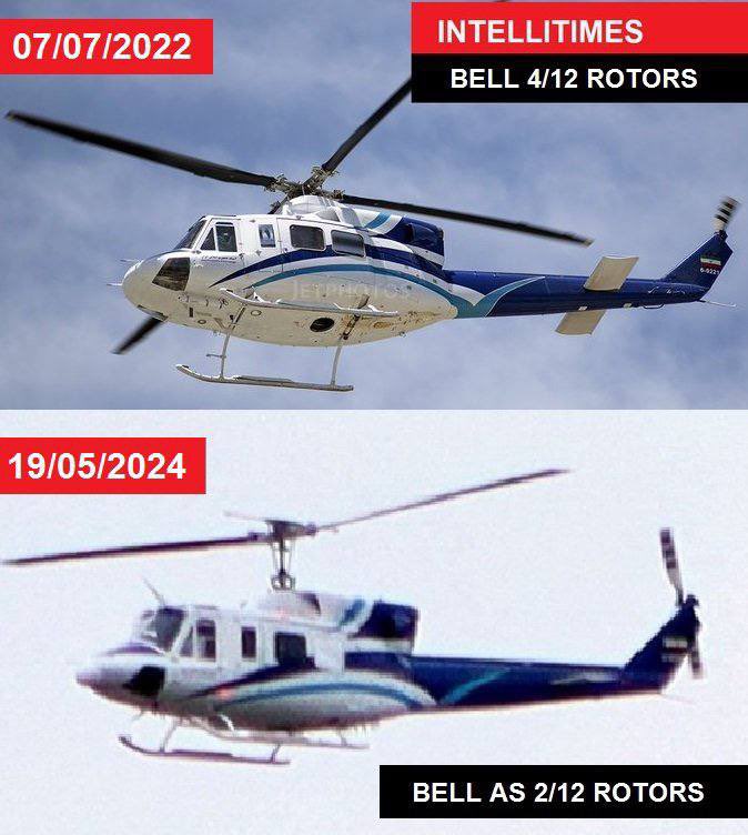 El accidente del helicóptero del Presidente de Irán: un accidente debido a una actualización incorrecta de los rotores del helicóptero Bell 412 de tal manera que no le permitió transportar a 9 pasajeros debido al clima de ese día. Fuente: @HananyaNaftali