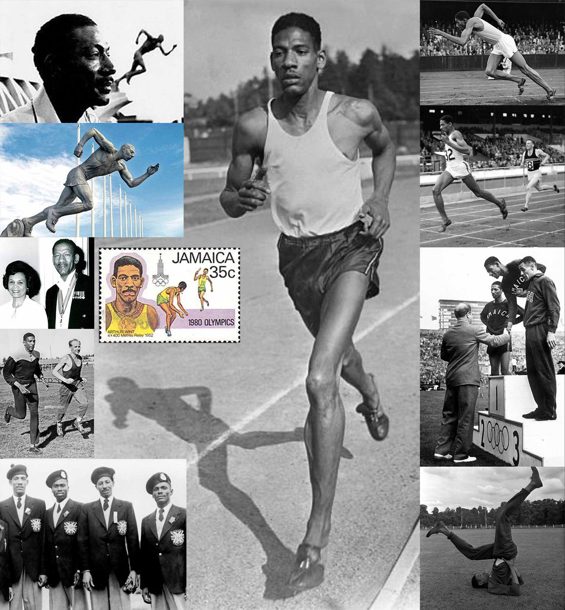 Arthur Wint (25 May 1920 – 19 Oct 1992) Legendary #Jamaican athlete, born 104 years ago today, in Plowden, Manchester. #Jamaica’s first Olympic Gold medalist; won 400 metres London 1948; also won 800m Silver; 4x400m Gold, 800m Silver 1952 Helsinki. Saw active combat as RAF pilot