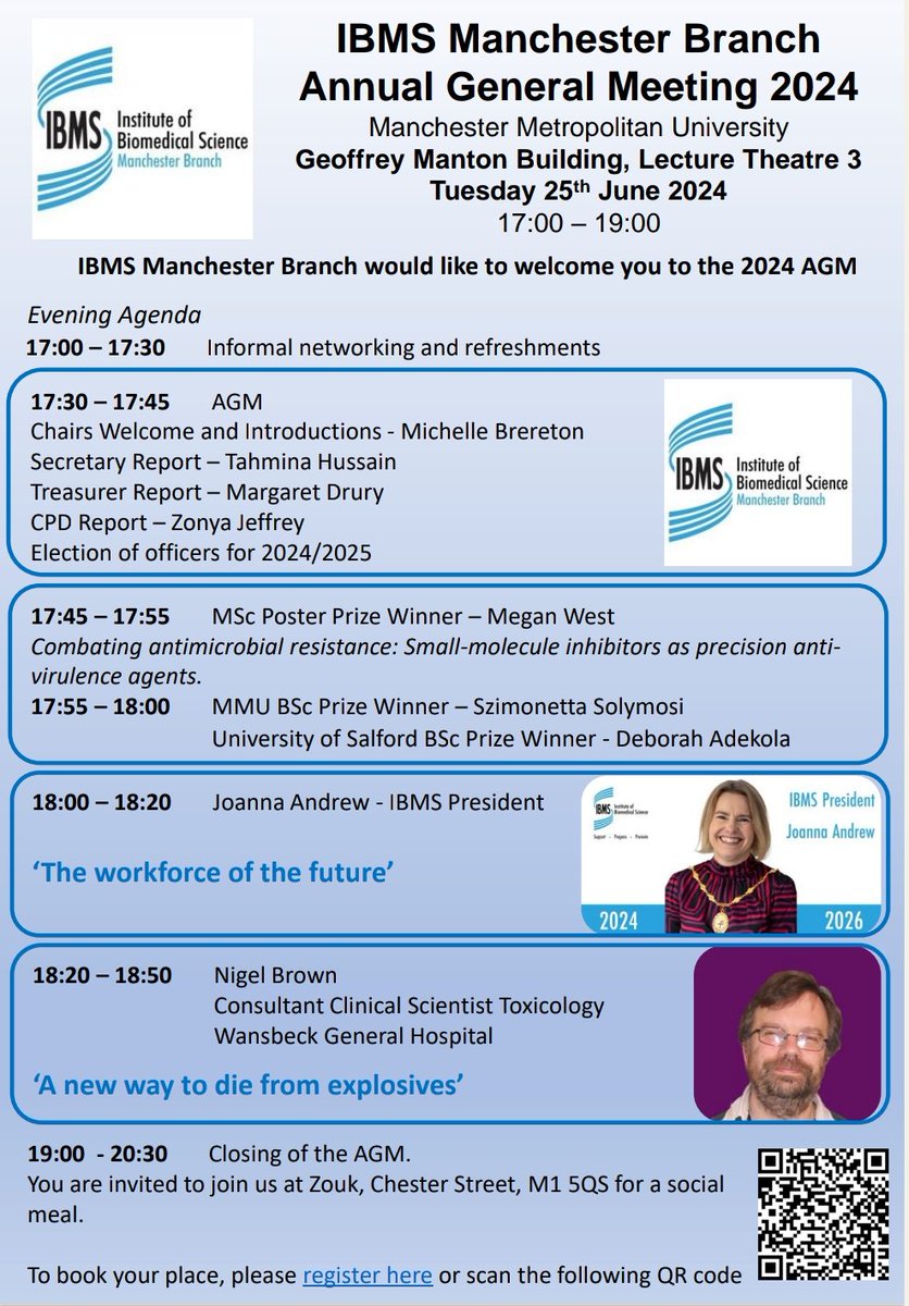IBMS Manchester Branch (@ibmsmanc) on Twitter photo Announcing our Manchester branch AGM- Tuesday 25th June. Featuring guest speakers <a href="/IBMScience/">IBMS #AtTheHeartOfHealthcare</a> president <a href="/JoannaAndrew70/">Joanna Andrew 💙</a> and consultant clinical scientist Nigel Brown.
Register your place to attend and join the post AGM dinner & scientific discussion.
#attheheartofhealthcare Announcing our Manchester branch AGM- Tuesday 25th June. Featuring guest speakers <a href="/IBMScience/">IBMS #AtTheHeartOfHealthcare</a> president <a href="/JoannaAndrew70/">Joanna Andrew 💙</a> and consultant clinical scientist Nigel Brown.
Register your place to attend and join the post AGM dinner & scientific discussion.
#attheheartofhealthcare