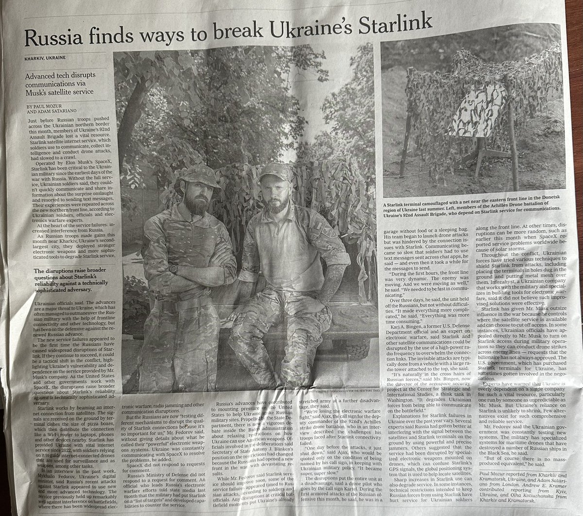 Article in NYT tells the story of how Russians disturbed StarLink, specially during the last offensive of Russia near #Kharkiv, Ukraine’s second largest city in the #Ukraine it appeared that StarLink internet got disrupted. #StarLink #ElonMusk