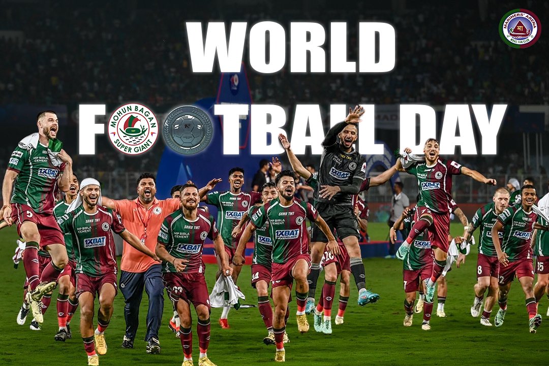 On this 🌍 ⚽️ 📆, we're sending our warmest wishes to all the football lovers round the world! Embrace the joy of the game and enjoy it responsibly… 😇🙏🏻
@mohunbagansg @Mohun_Bagan @IndSuperLeague 

#worldfootballday #wish #MBSG #marinersarena #indianfootball #joymohunbagan 💚♥️