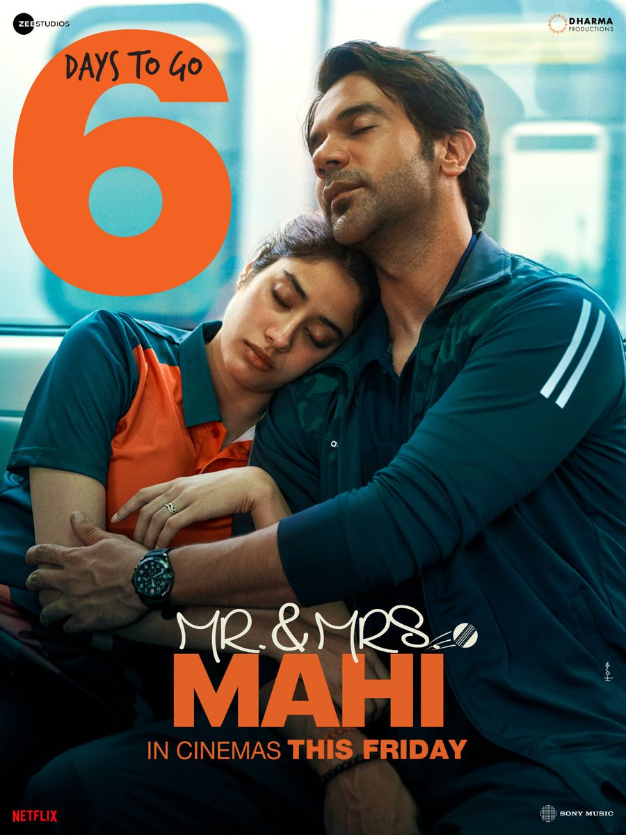 6 DAYS TO GO FOR MR & MRS MAHI
#mrandmrsmahi #mrandmrsmahi❤️ #rajkummarrao #sharansharma #thala #mahendrasinghdhoni #dhoni #mrandmrsmahitrailer #dharmaproductions #dulhaniya3 #janhvikapoor #shraddhakapoor #vickykaushal #aliabhatt #kiaraadvani #moviemanblogger 
@moviemanblogger