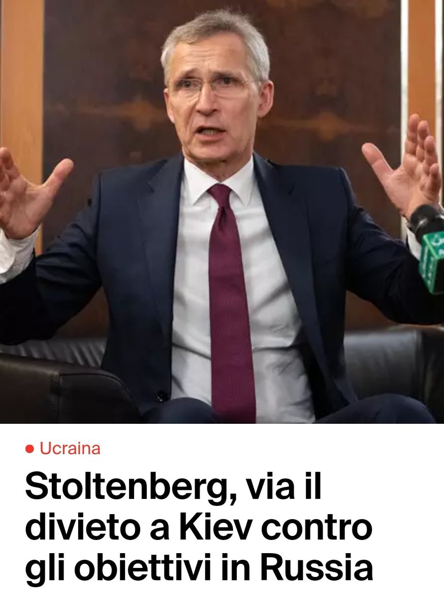 Stoltenberg: nomen omen. Quello che a poche ore dall'attacco russo ancora diceva 'se Putin vuole meno NATO, avrà più NATO.' Un pazzo. E un idiota.