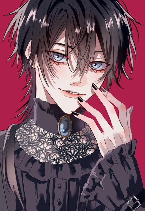 「black hair parted lips」 illustration images(Latest)