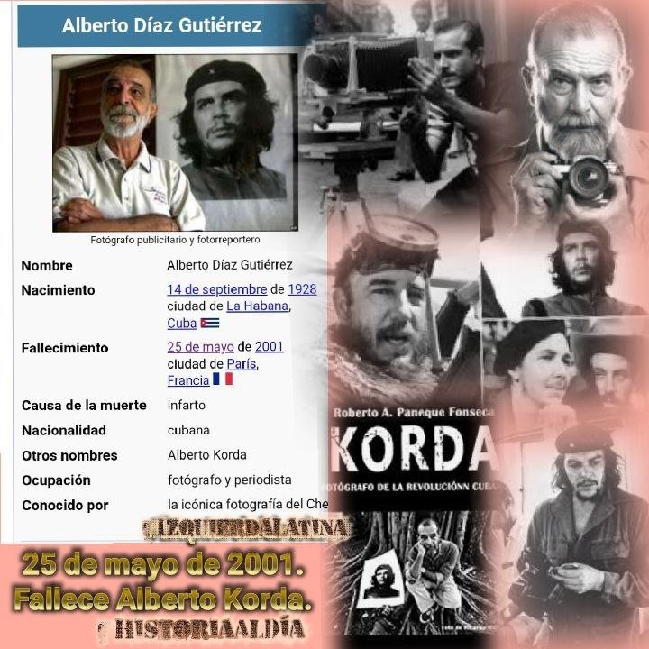🗓️23 aniversario del fallecimiento de Alberto Korda, fue un fotógrafo ccuban🇨🇺, 🗓️Su fotografía más famosa y reproducida es, el retrato del Che tomado el 5 /3/1960, la imagen más reproducida en la historia de la fotografía. #HistoriaAlDía #DeZurdaTeam_ @MinfarC @RedCorazonSi