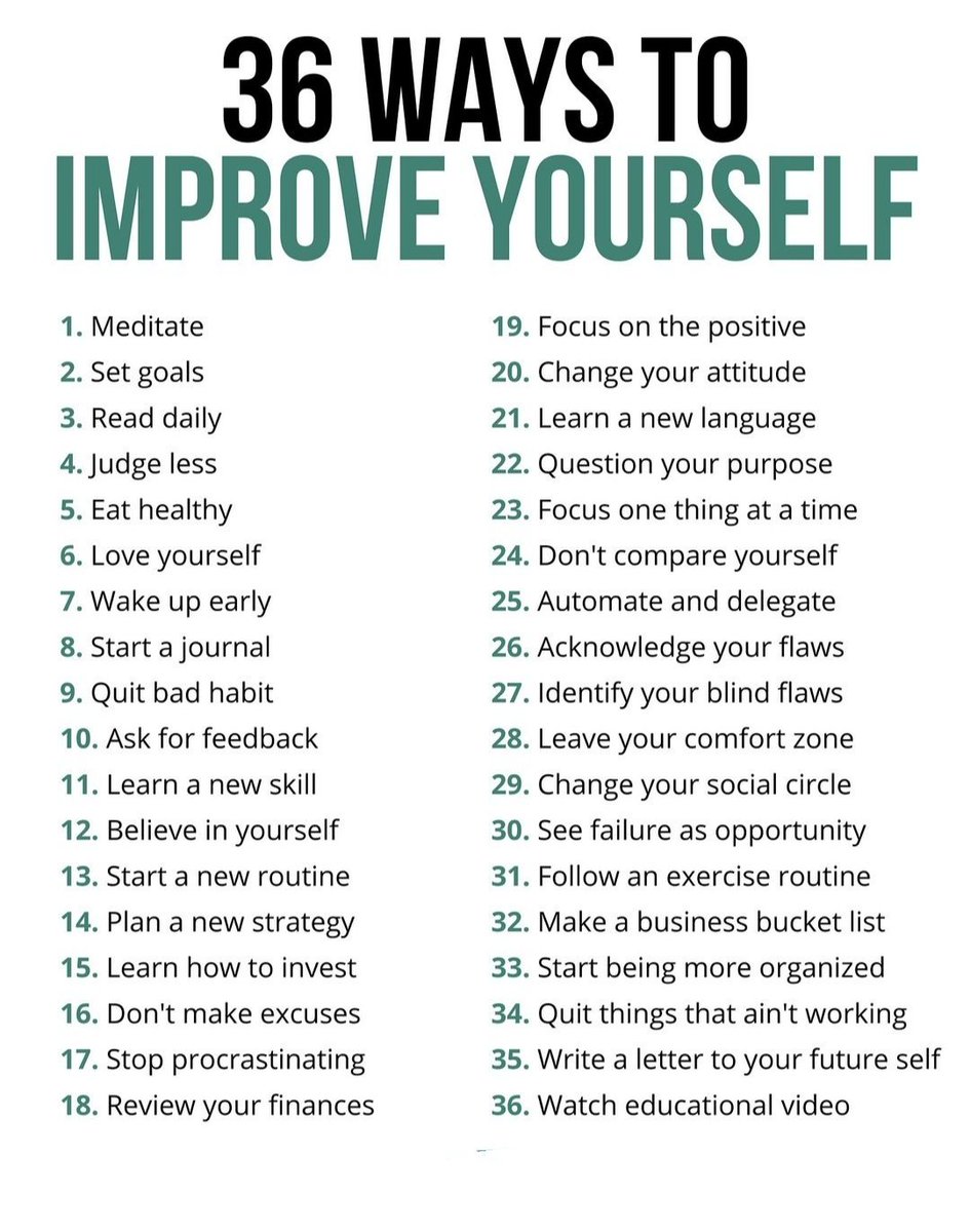36 Ways To Improve Yourself.