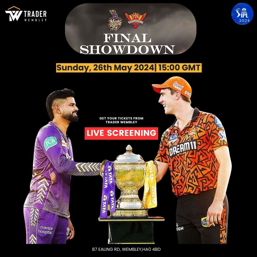 Witness the clash of titans as KKR faces off against SRH tomorrow! 🏏 @KKRiders #KKR 📺 LIVE SCREENING 🍔 Food & Drinks Available 🎟 Walk in and grab your tickets! No reservations are needed. 📍 TRADER Wembley 87 Ealing Rd, Wembley HAO 4BD, UK #KKRvsSRH KKR fans🥳