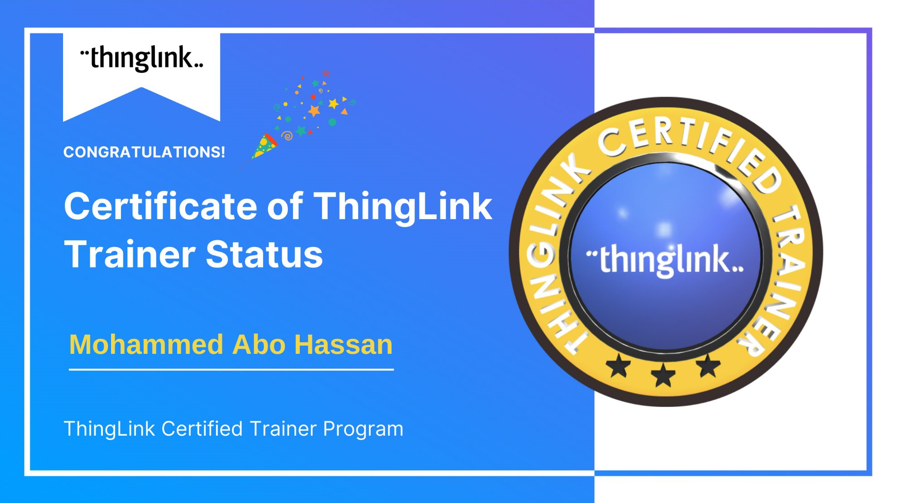 What an achievement! Super excited & thrilled to become a part of the ThingLink Certified Trainer program. A massive 'THANK YOU' goes to the AMAZING @scotlandlouise for having me on board! @ThingLink @ThingLink_EDU