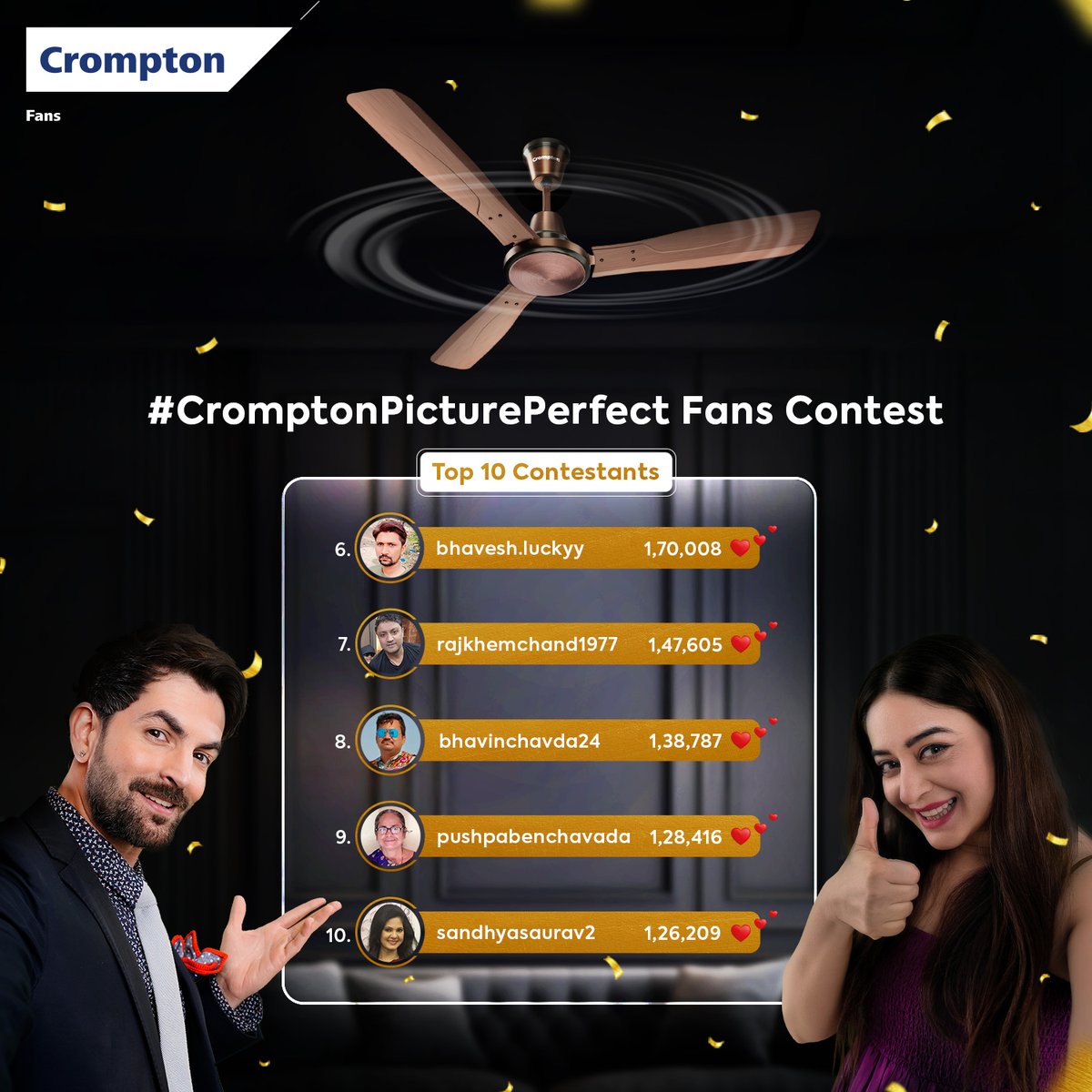 Crompton_India's tweet photo. Meet our top 10 contestants in the race to winning a FREE ticket voucher to a #PicturePerfect destination! ✈️ https://t.co/BXM9wTYG1c