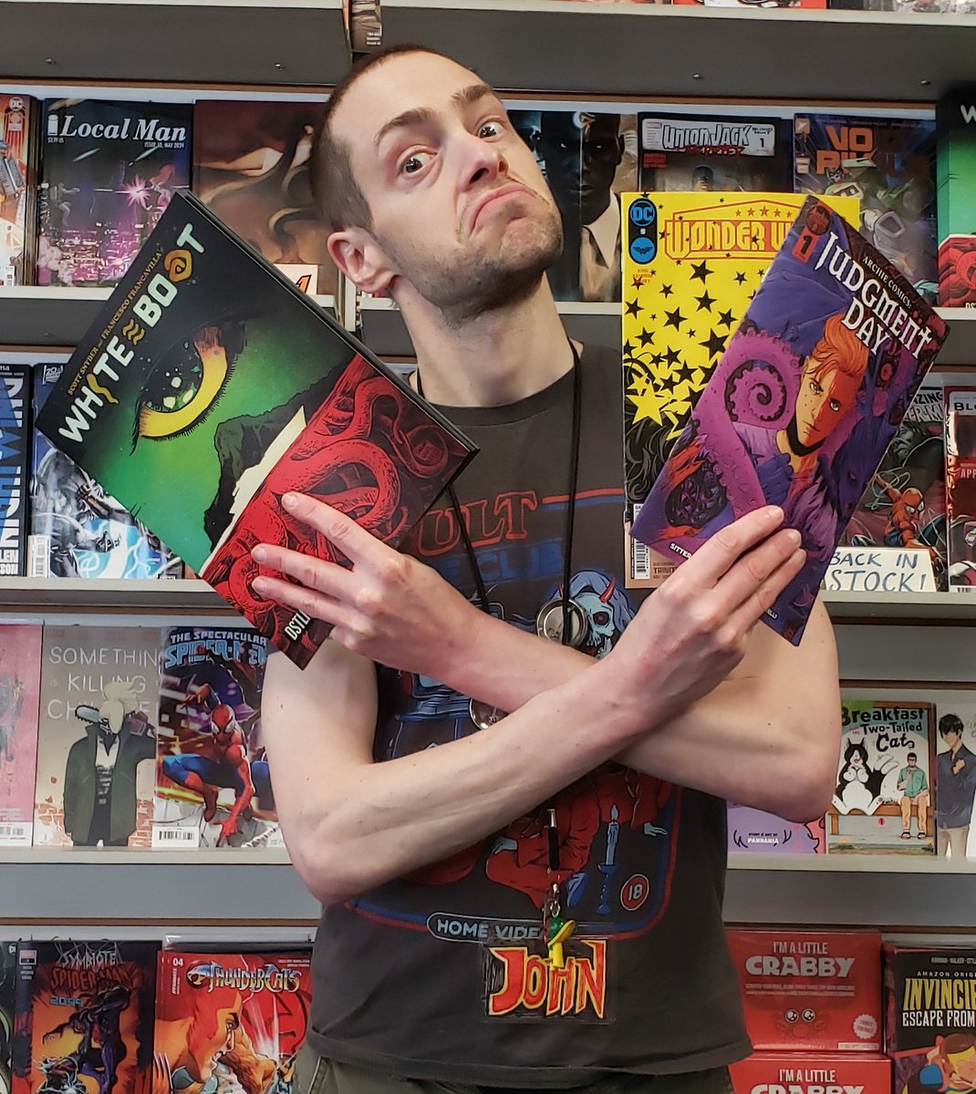 Silly Metal Face with my Counter Monkey Picks of the week! Archie: Judgment Day #1 by Aubrey Sitterson, @blackem_art @MattHerms, and Jack Morelli; Wonder Woman #9 by @TomKingTK, @Sampere_art, @tomeu_morey, and Clayton Cowles; and White Boat #1 by Scott Snyder and @f_francavilla!