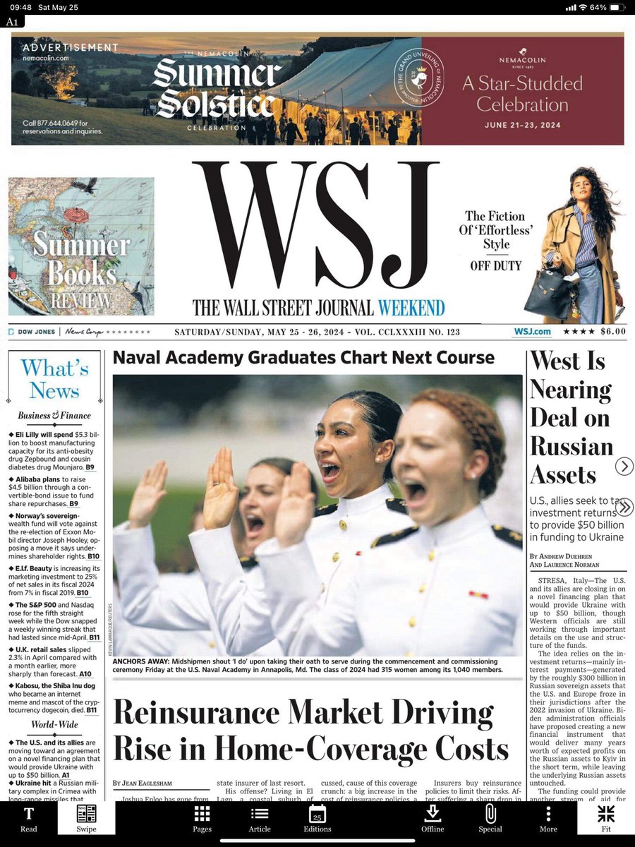Look who’s on the front page of the @WSJ! 👀 @LivyCastilla @NavalAcademy!