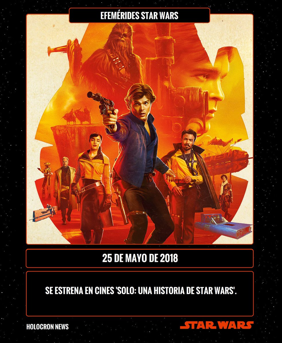 holocron_sw's tweet photo. 🔴🗓 Efemérides #StarWars: En un día como hoy, pero de 2018, se estrenó #SoloAStarWarsStory, pelicula que nos mostró los origenes de #HanSolo, como conoce a #Chewbacca y a #LandoCalrissian y presentó a personajes como #Qira y #Beckett.

Aventuras, western, romance y mucha acción! https://t.co/HYSJ5buMhy