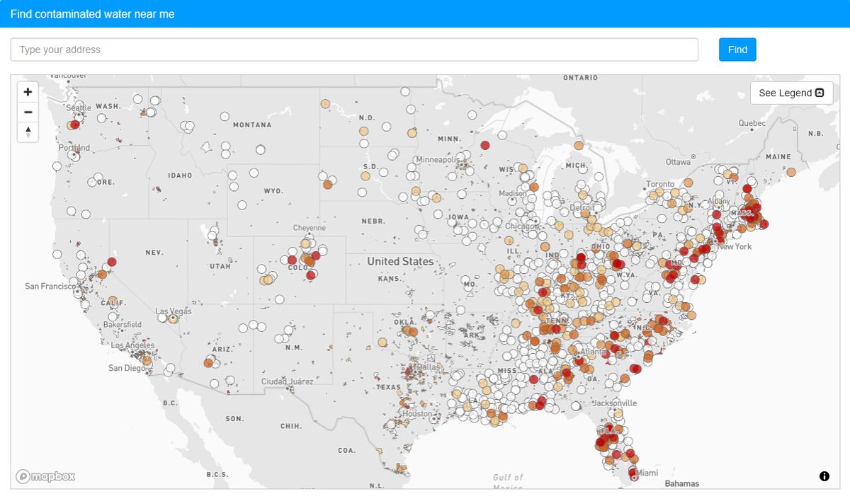 Great address search tool! 

Hundreds of drinking water systems exceed new PFAS standards. 

The <a href="/EPA/">U.S. EPA</a> says almost 300 of America’s public drinking water systems exceeded newly established annual limits for "forever chemicals".

tinyurl.com/5ymfkfvn by <a href="/a_fast/">Austin Fast🎙</a> <a href="/ceciliagarzella/">Cecilia Garzella</a>