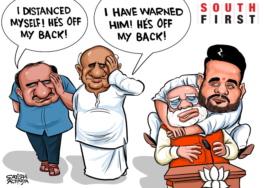 The burden of Prajwal! #prajwalrevannascandal @TheSouthfirst cartoon