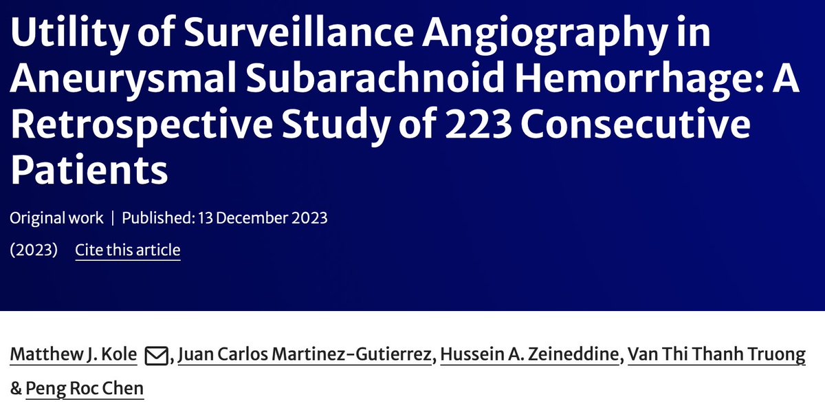 Neurocritical Care (@neurocritcarej) on Twitter photo Kole et al: Utility of Surveillance Angiography in Aneurysmal Subarachnoid Hemorrhage: A Retrospective Study of 223 Consecutive Patients
Link: ow.ly/8C6s50Rkp7O
<a href="/JCMartinezMD/">Juan Carlos Martinez Gutierrez MD</a> <a href="/RocChenMD/">P. Roc Chen, MD.</a> <a href="/neurocritical/">Neurocritical Care Society</a> #NeuroCritCare Kole et al: Utility of Surveillance Angiography in Aneurysmal Subarachnoid Hemorrhage: A Retrospective Study of 223 Consecutive Patients
Link: ow.ly/8C6s50Rkp7O
<a href="/JCMartinezMD/">Juan Carlos Martinez Gutierrez MD</a> <a href="/RocChenMD/">P. Roc Chen, MD.</a> <a href="/neurocritical/">Neurocritical Care Society</a> #NeuroCritCare