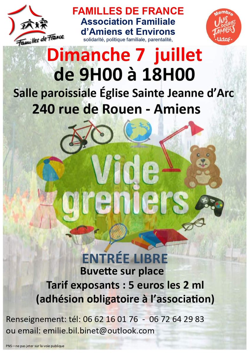Vide grenier sur amiens . Venez nombreux <a href="/Familles2France/">Familles de France</a>