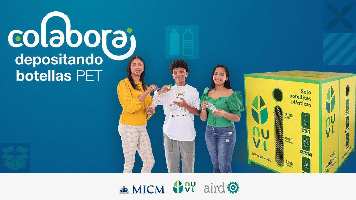 MIC_RD's tweet photo. ¿Quieres colaborar con el cuidado del medio ambiente?

¡Es fácil con NUVI!

Sigue estos tres simples pasos:

1️⃣ Recolecta tus botellas de plástico vacías en casa o en la oficina.​
2️⃣ Encuentra tu punto NUVI más cercano utilizando #NuviMarketplace.​
3️⃣ Deposita tus botellas en el punto NUVI y contribuye al reciclaje y la sostenibilidad ambiental.

¡Es así́ de simple!

Colabora para un planeta más limpio y saludable.

#NUVI