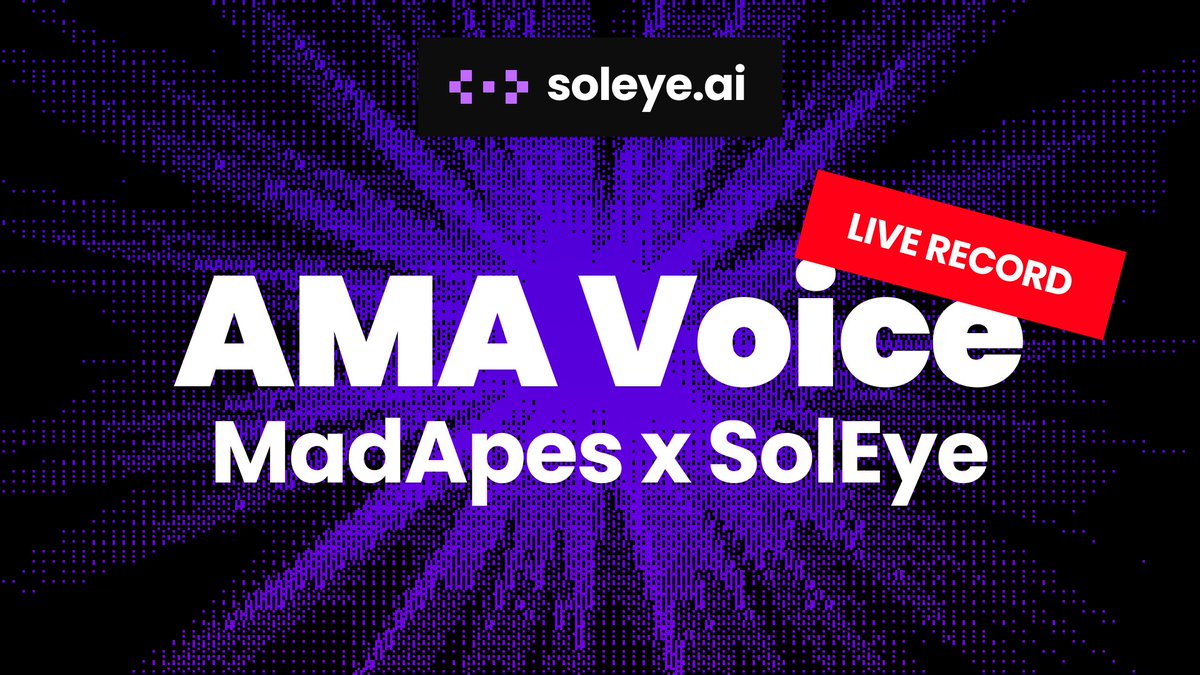 soleyeai's tweet photo. Here is a recording of our AMA session with Mad Apes where our great Dev talked in details🚀

We talked about how our product works, plans for the future, how to use the signals and answered questions from the community🔥

https://t.co/GboBUHRDyG https://t.co/8LxWAzHPRZ