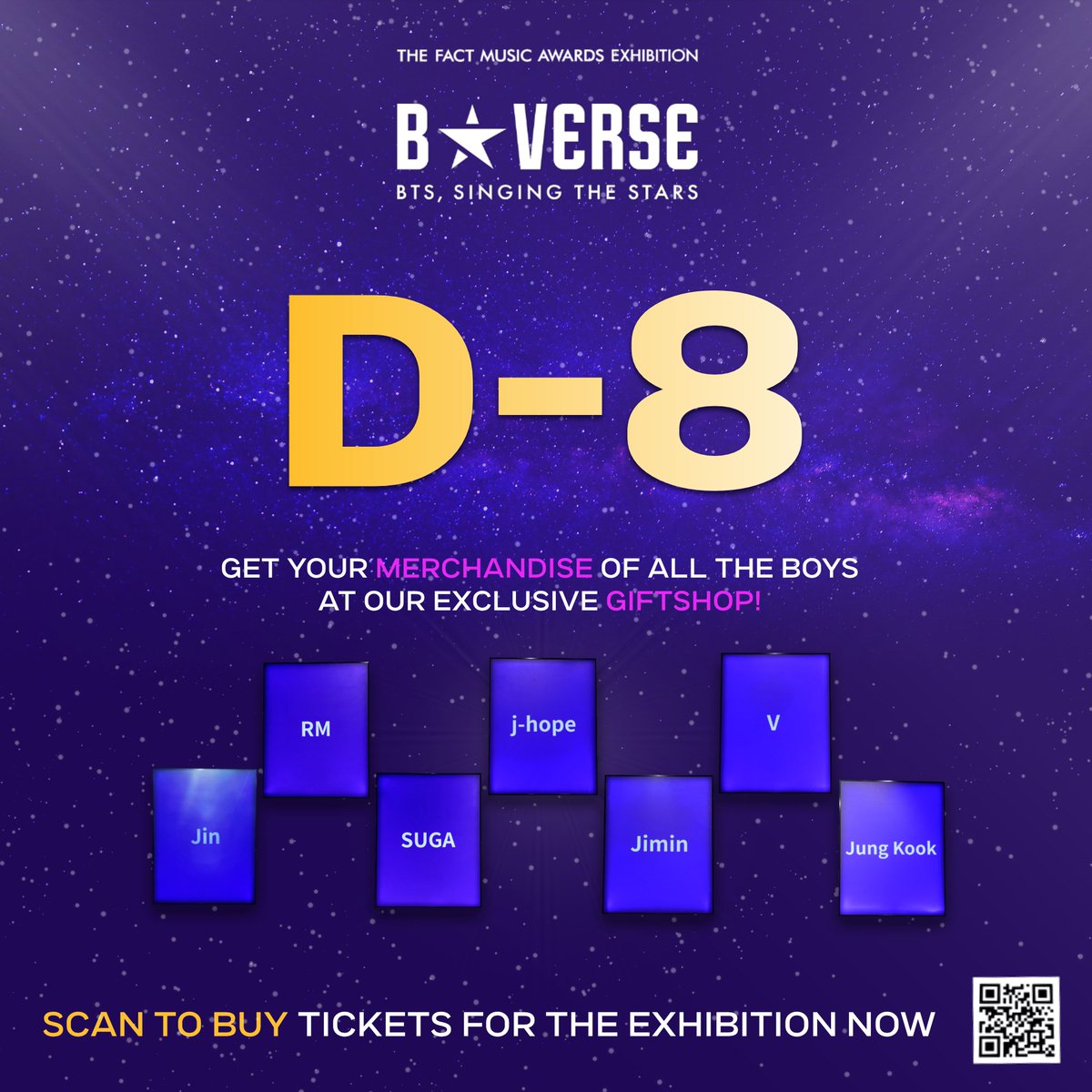 นับถอยหลังอีก 8 วัน กับงาน B★VERSE..
มาหาหนุ่มๆ ทั้ง 7 คน ในแต่ละคนห้องของเค้า ตรงตามคาแรคเตอร์ของแต่ละคนด้วย มาหวีด มากรี๊ด ให้หายคิดถึงกันนะ

ซื้อบัตรได้ที่ : thaiticketmajor.com
หรือสแกนคิวอาร์โค้ดที่ภาพได้เลย

💜

#BTS 
#BSTARVERSE 
#BSTARVERSETHAILAND
#ตลาดนัดบังทัน
