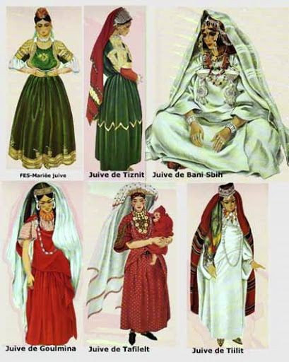 Kesswa Kbira (left) is the most known Bridal/Special event dress for Moroccans 🇲🇦 of jewish ✡ confession.

However, the community has more traditional attires depending on the region. Take a look ⤵️

Illustrations (right) are by Jean Besancenot- 1930s