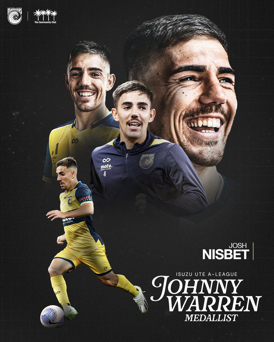 The Mariners first ever Johnny Warren Medallist! 🏅

Congratulations Nizzy! Incredibly well deserved! We are so proud of you! 💛💙

#CCMFC #TakeUsToTheTop