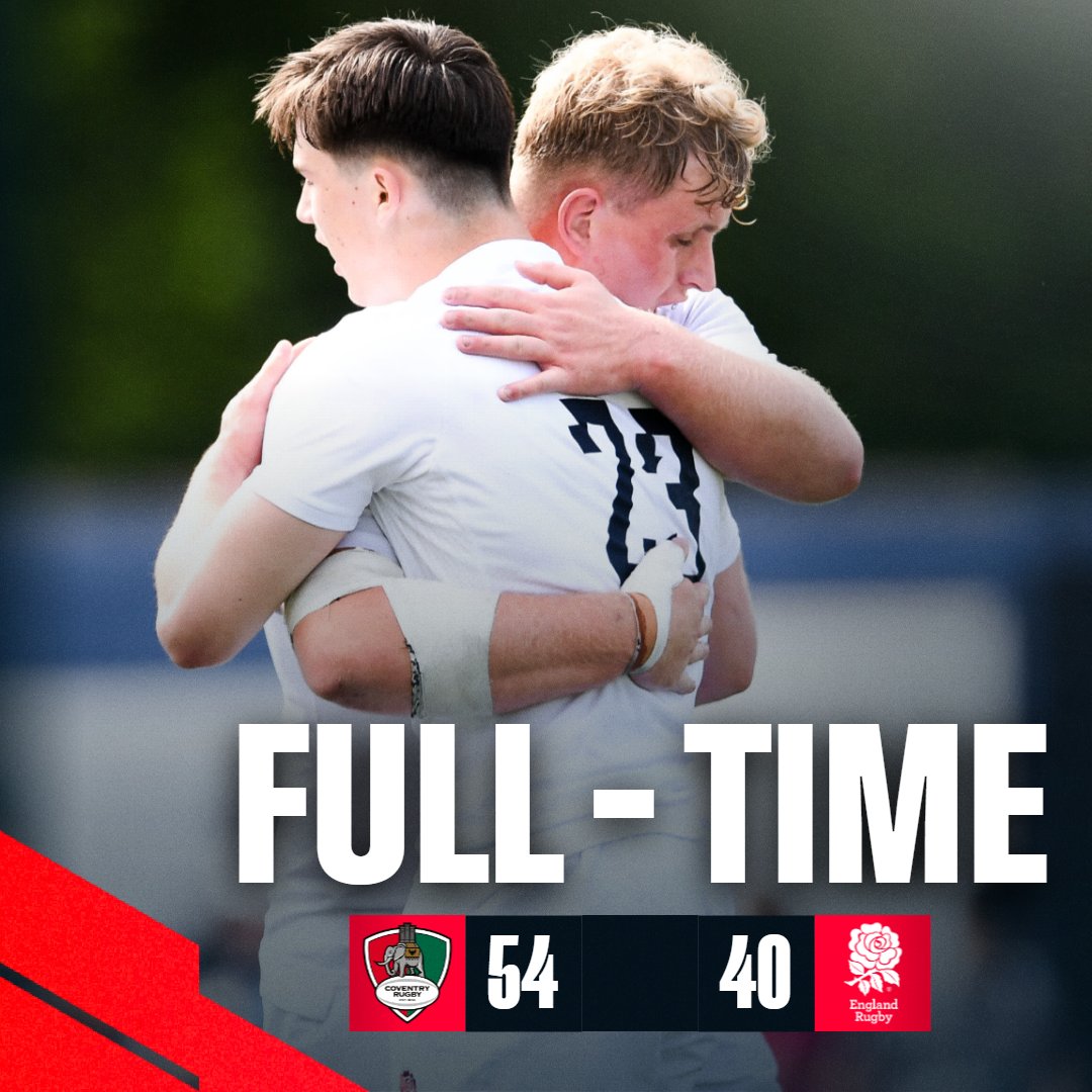 A thriller in the Midlands 🔥 Despite a strong second half showing, England U20 Men's fall short against @CoventryRugby 👏