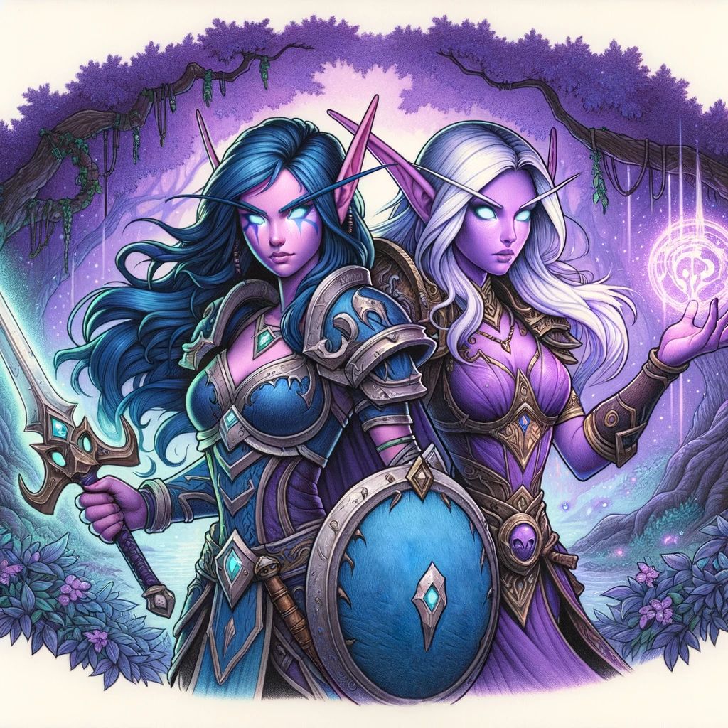 Night elves fighter and caster
#fantasy #warcraft #wow #worldofwarcraft #nightelf #nelf #elf #kaldorei