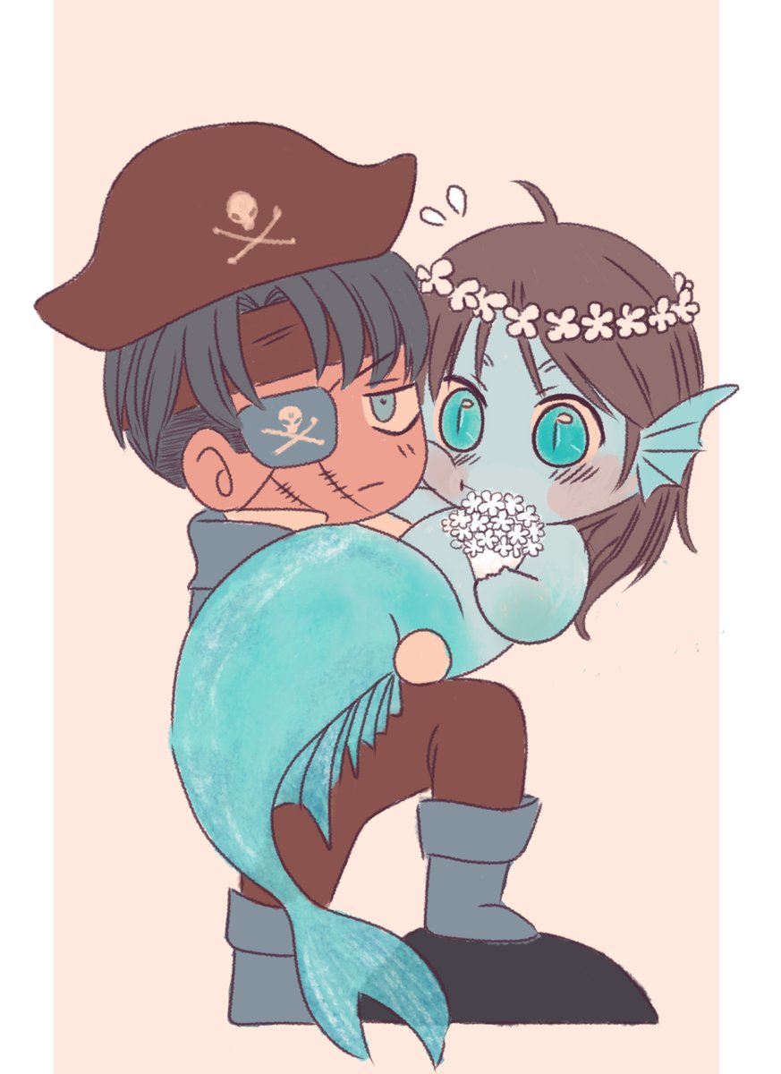 Married bliss!! 😊🤵🩷🧜‍♂️
#リヴァエレ #riren #エレン #リヴァイ #LEMerMay2024