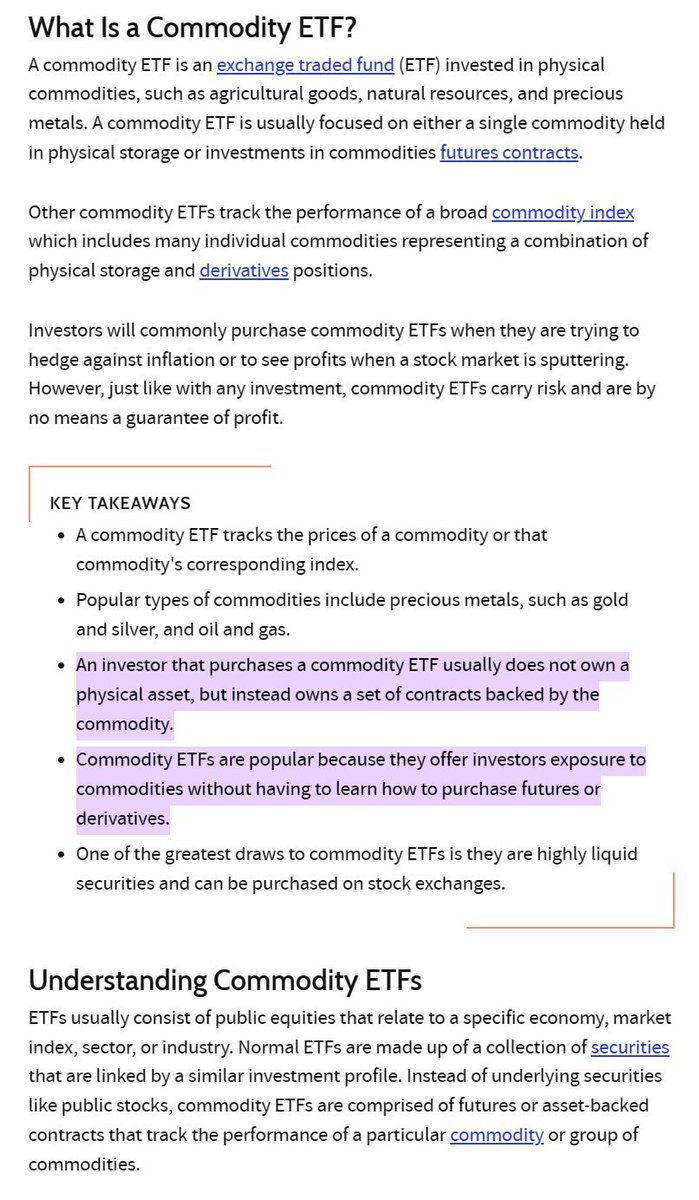 What is the difference between a NORMAL ETF and a COMMODITY ETF?  ⬇️CFTC ⬇️

The Commodities ETF gives the owner a set of contracts that is fully backed by an asset.  Be it OIL, GAS, GOLD, SILVER and even Orange Juice are backing assets.✅

Digital Assets are COMMODITIES. #FIT21