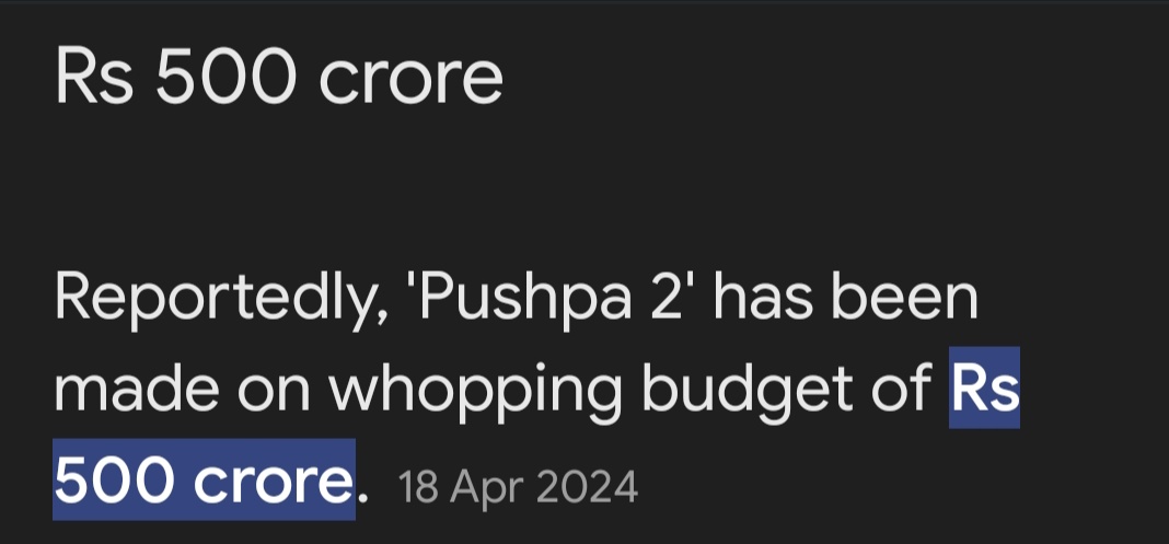 #PushpaTheRise budget - 250CR
Box office collection - 360CR
Verdict - Below Average 
#PushpaTheRule Budget - 500 CR
What are your expectations from Pushpa the rule.
#AlluArjun #RashmikaMandana