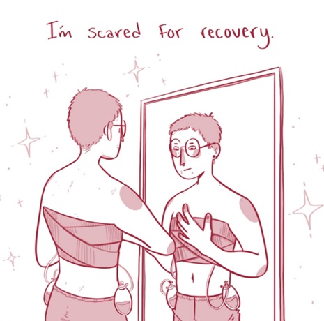 PatchworkZine's tweet photo. Here are some snapshots from our new issue: @bored_amelia shares a heartfelt story about top surgery.

Experience the full comic in our new issue! Link in bio.

#comics #comiczine #patchworkzine #sequentialart #topsurgery #scadseqa https://t.co/uLCXde3xko