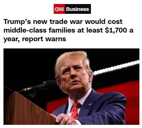 📢Everybody needs to hear this! A new report warns that Trump's proposed tariffs would raise costs for typical American consumers by $1,700 per year. Oh, and he also wants to extend his tax cuts for billionaires & corporations. Whose side is he on? Not ours! #EconomyForAll